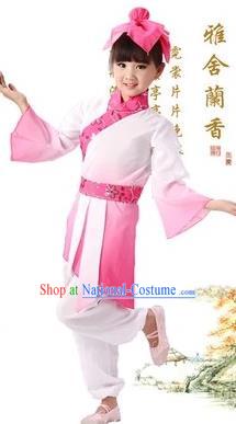 Traditional Chinese Classical Ti Tzu Kui Children Costume, China Ancient Hanfu Clothing Pink Uniform for Kids