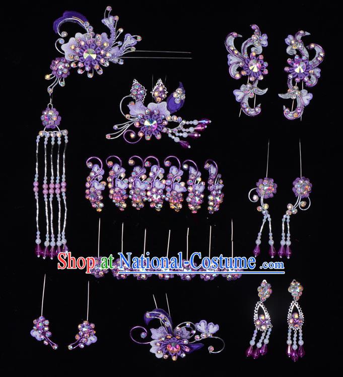 Top Grade Professional Beijing Opera Diva Hair Accessories Complete Set, Traditional Ancient Chinese Peking Opera Tassel Step Shake Hua Tan Hairpins Headwear