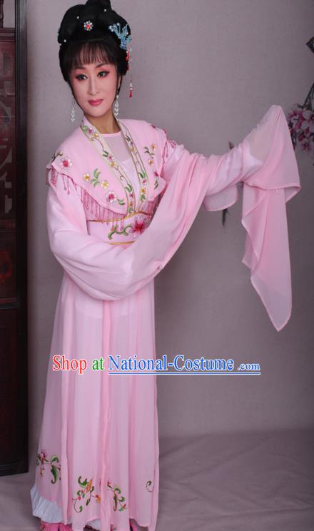 Top Grade Professional Beijing Opera Hua Tan Costume Pink Embroidered Dress, Traditional Ancient Chinese Peking Opera Diva Embroidery Clothing