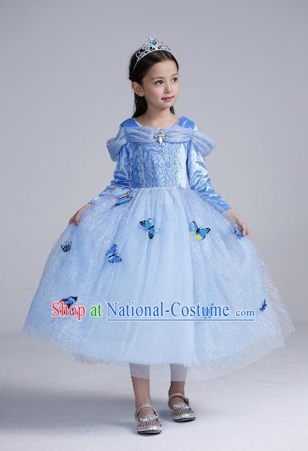 Top Grade Chinese Compere Professional Performance Catwalks Costume, Children Butterfly Veil Dress Uniform Modern Dance Clothing for Girls Kids