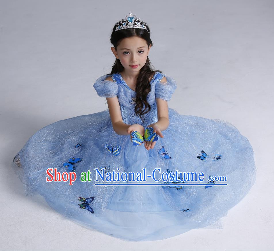 Top Grade Chinese Compere Professional Performance Catwalks Costume, Children Butterfly Princess Veil Dress Modern Dance Clothing for Girls Kids