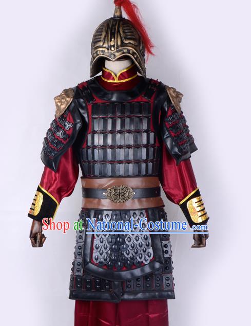 Traditional China Beijing Opera Takefu General Corselet Costume and Headwear Complete Set, Ancient Chinese Peking Opera Wu-Sheng Military Officer Armour Clothing