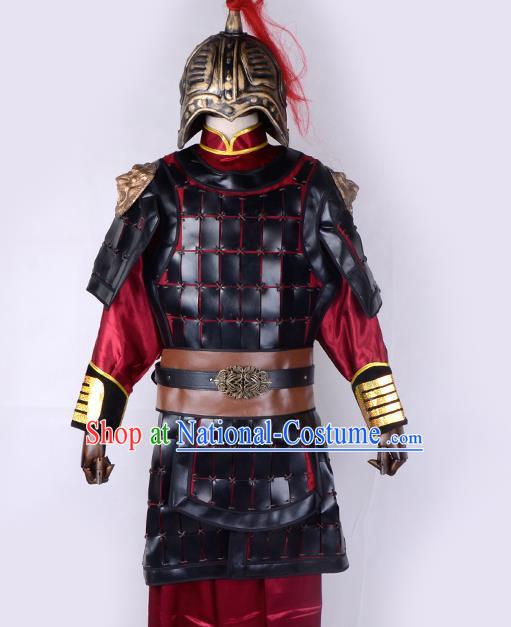 Traditional China Beijing Opera Takefu General Corselet Costume and Headwear Complete Set, Ancient Chinese Peking Opera Wu-Sheng Military Officer Warrior Armour Clothing