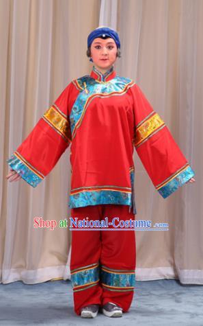 Top Grade Professional Beijing Opera Old Women Costume Pantaloon Embroidered Red Clothing, Traditional Ancient Chinese Peking Opera Matchmakers Embroidery Clothing