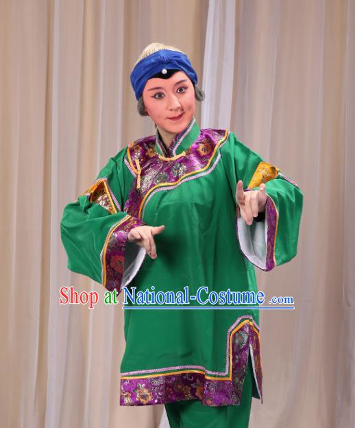 Top Grade Professional Beijing Opera Old Women Costume Pantaloon Embroidered Green Clothing, Traditional Ancient Chinese Peking Opera Matchmakers Embroidery Clothing