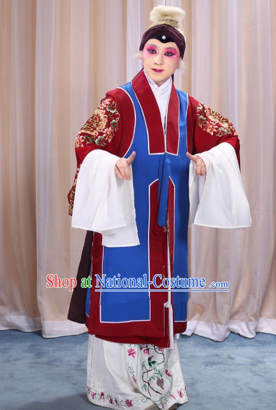 Top Grade Professional Beijing Opera Old Women Costume Long Blue Waistcoat, Traditional Ancient Chinese Peking Opera Pantaloon Landlord Shiva Clothing