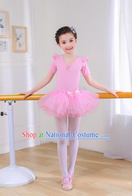 Top Grade Chinese Professional Performance Catwalks Costume, Children Ballet Dance Full Dress Modern Swan Dance Pink Dress for Girls Kids