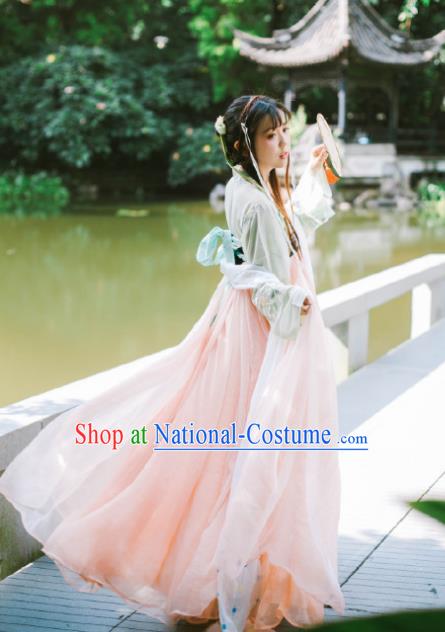 Traditional Ancient Chinese Palace Lady Dance Costume, Elegant Hanfu Chinese Tang Dynasty Princess Embroidered Clothing for Women