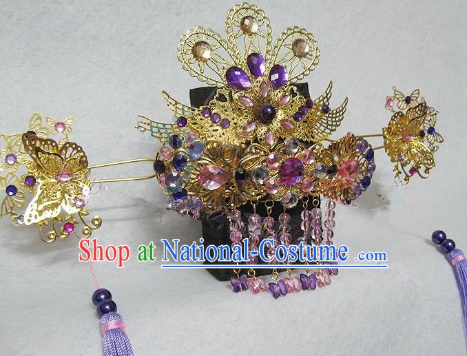 Traditional Handmade Chinese Ancient Classical Hair Accessories, Tassel Step Shake Hair Sticks Hair Jewellery, Hair Fascinators Hairpins for Women