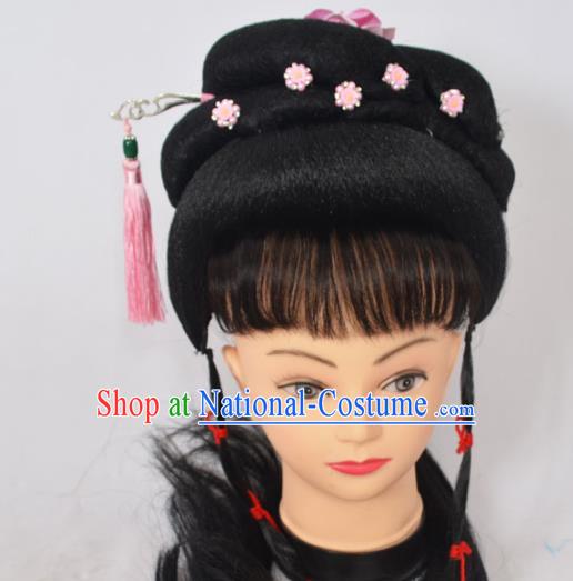 Traditional Handmade Chinese Classical Peking Opera Young Lady Wigs and Hair Accessories, China Beijing Opera Princess Hairpin Hair Headgear