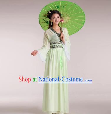 Traditional Chinese Classical Ancient Fairy Costume, China Tang Dynasty Princess Hanfu Green Dress for Women