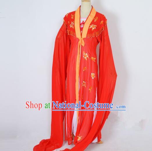 Traditional Chinese Professional Peking Opera Embroidery Plum Blossom Costume, China Beijing Opera Female Diva Cloud Shoulder Clothing Red Long Robe