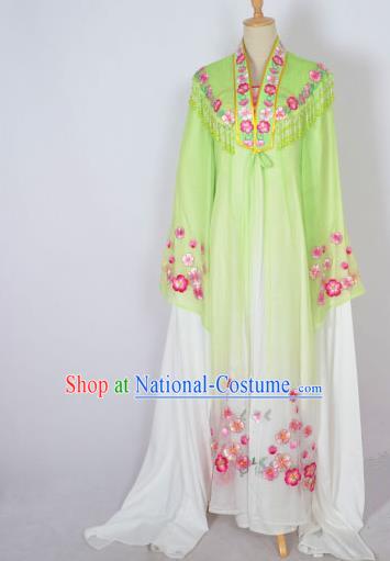 Traditional Chinese Professional Peking Opera Shaoxing Opera Costume Embroidery Green Mantel, China Beijing Opera Female Diva Clothing Long Shawl Dress