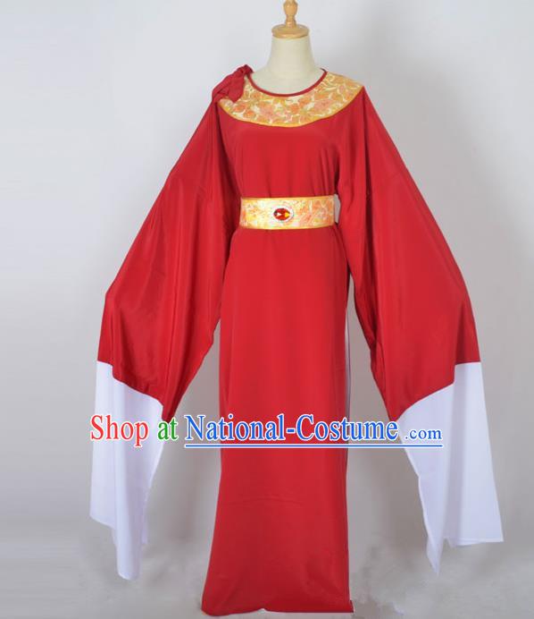 Traditional Chinese Professional Peking Opera Shaoxing Opera Old Men Costume, China Beijing Opera Ministry Councillor Clothing Red Long Robe and Belt Complete Set