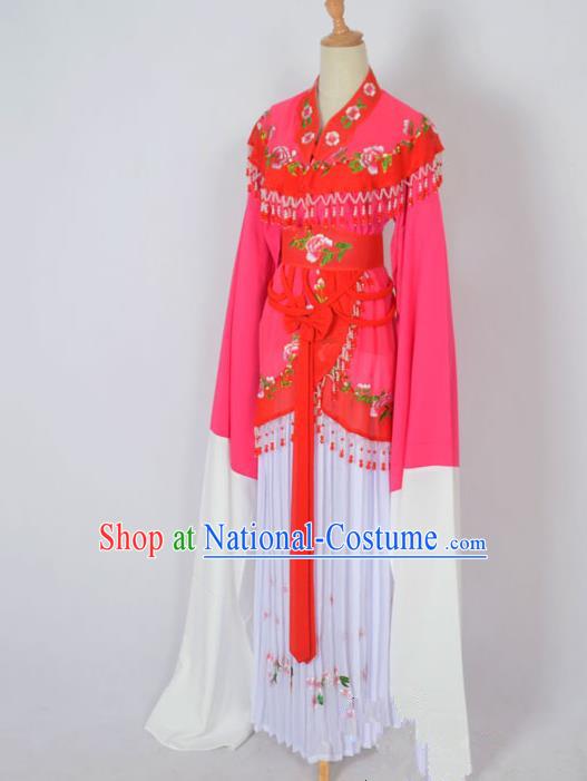 Traditional Chinese Professional Peking Opera Young Lady Costume Water Sleeve Embroidered Dress, China Beijing Opera Diva Hua Tan Red Ceremonial Clothing