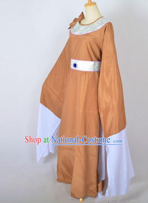 Traditional Chinese Professional Peking Opera Shaoxing Opera Old Men Costume, China Beijing Opera Ministry Councillor Clothing Brown Long Robe and Belt Complete Set