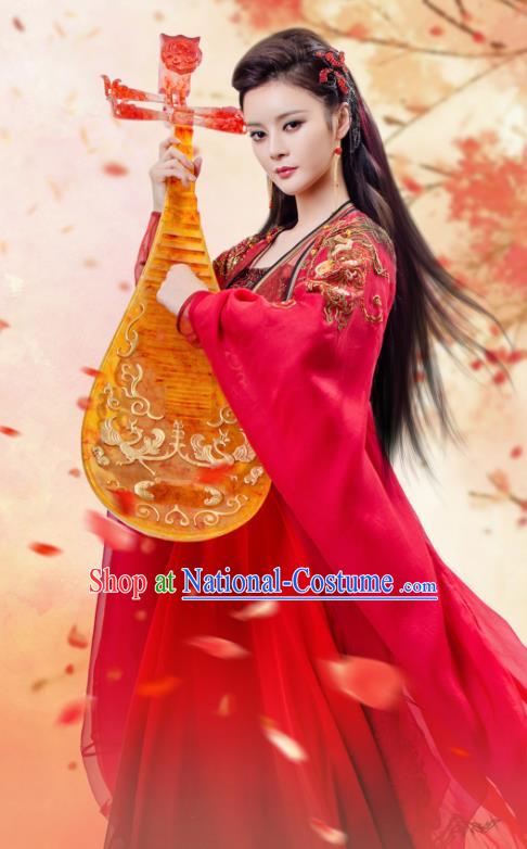 Traditional Chinese Tang Dynasty Imperial Consort Costume and Headpiece Complete Set, China Ancient Hanfu Dress Palace Lady Embroidery Dance Clothing