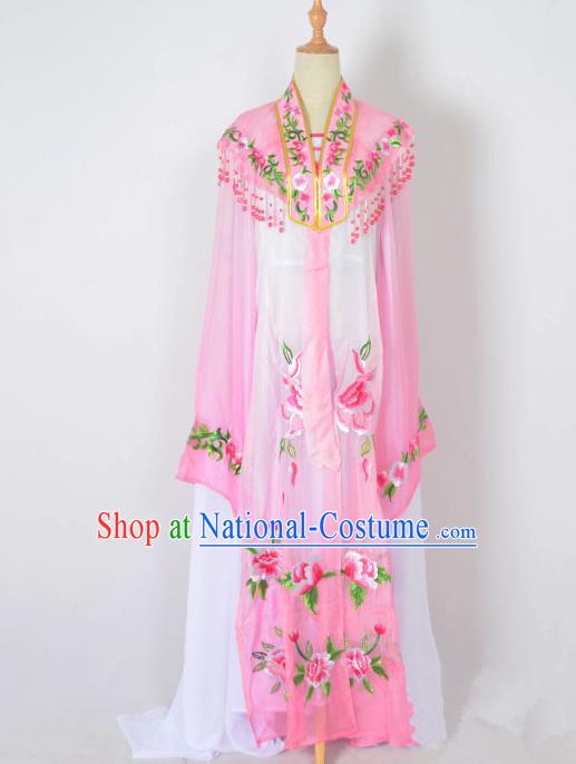 Traditional Chinese Professional Peking Opera Nobility Lady Water Sleeve Costume Embroidery Pink Shawl, China Beijing Opera Shaoxing Opera Royal Princess Dress Clothing