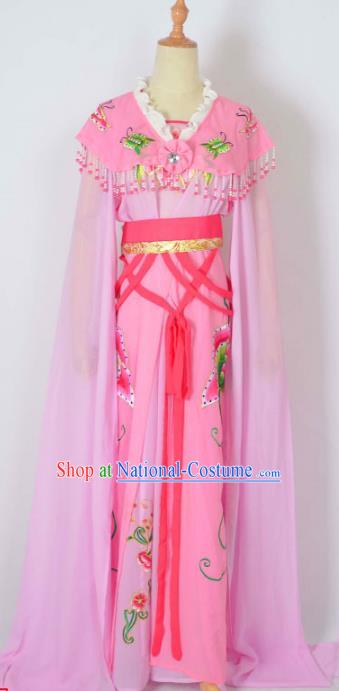 Traditional Chinese Professional Peking Opera Nobility Lady Costume Water Sleeve Pink Dress, China Beijing Opera Shaoxing Opera Embroidery Diva Hua Tan Dress Clothing