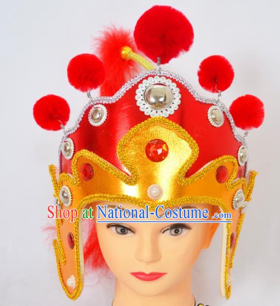 Traditional Handmade Chinese Classical Peking Opera Female General Hat, China Beijing Opera Warrior Headwear