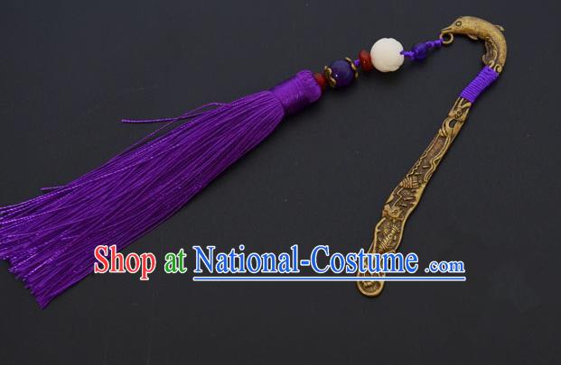 Traditional Handmade Chinese Classical Peking Opera Purple Tassel Hair Accessories, China Beijing Opera Step Shake Hairpins