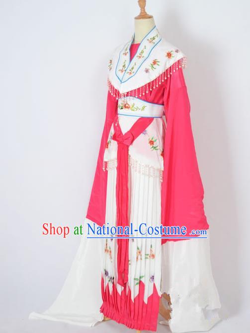 Traditional Chinese Professional Peking Opera Nobility Lady Costume Rosy Dress, China Beijing Opera Shaoxing Opera Embroidery Diva Hua Tan Dress Clothing