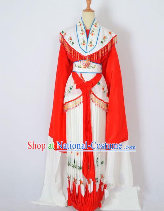 Traditional Chinese Professional Peking Opera Nobility Lady Costume Red Dress, China Beijing Opera Shaoxing Opera Embroidery Diva Hua Tan Dress Clothing