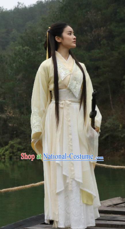 Traditional Chinese Ancient Jiang Hu Swordswoman Costume and Headpiece Complete Set, China Chivalrous Women Little Dragon Maiden Hanfu Dress Clothing