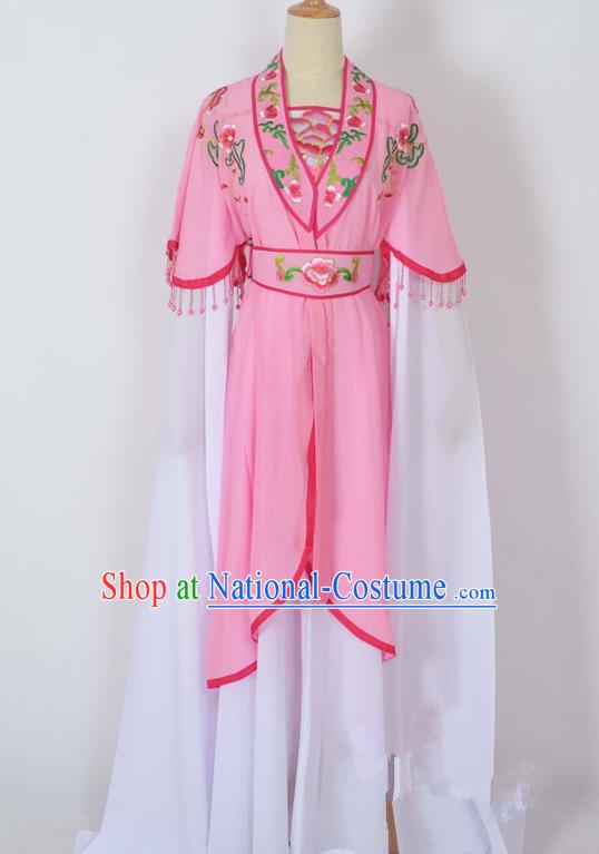 Traditional Chinese Professional Peking Opera Young Lady Costume Embroidery Pink Dress, China Beijing Opera Diva Hua Tan Water Sleeve Clothing