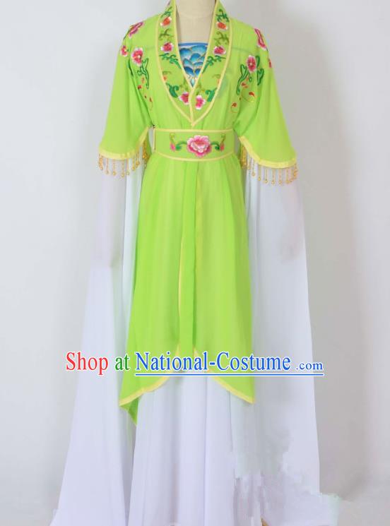 Traditional Chinese Professional Peking Opera Young Lady Costume Embroidery Light Green Dress, China Beijing Opera Diva Hua Tan Water Sleeve Clothing