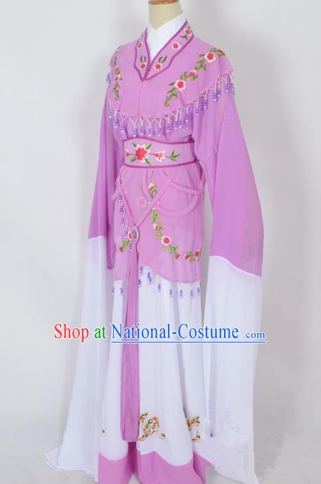 Traditional Chinese Professional Peking Opera Young Lady Jordan-Sitting Costume Purple Embroidery Dress, China Beijing Opera Diva Hua Tan Embroidered Princess Clothing