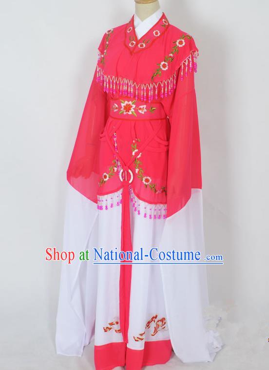 Traditional Chinese Professional Peking Opera Young Lady Jordan-Sitting Costume Rosy Embroidery Dress, China Beijing Opera Diva Hua Tan Embroidered Princess Clothing