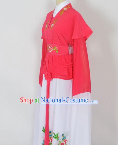 Traditional Chinese Professional Peking Opera Jordan-Sitting Water Sleeve Costume Rosy Embroidery Dress, China Beijing Opera Diva Hua Tan Embroidered Clothing