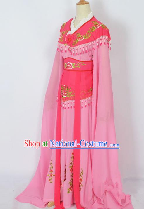 Traditional Chinese Professional Peking Opera Young Lady Costume Pink Embroidery Dress, China Beijing Opera Diva Hua Tan Embroidered Clothing