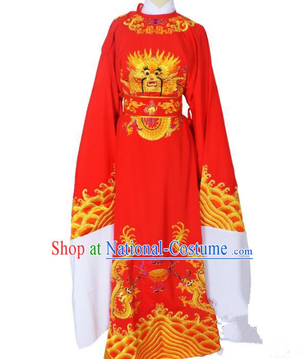 Traditional Chinese Professional Peking Opera Lang Scholar Costume Red Embroidery Robe, China Beijing Opera Niche Embroidered Robe Clothing