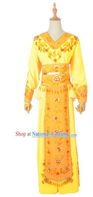 Traditional Chinese Professional Peking Opera Female Warrior Yellow Costume, China Beijing Opera Blues Swordplay Embroidered Clothing