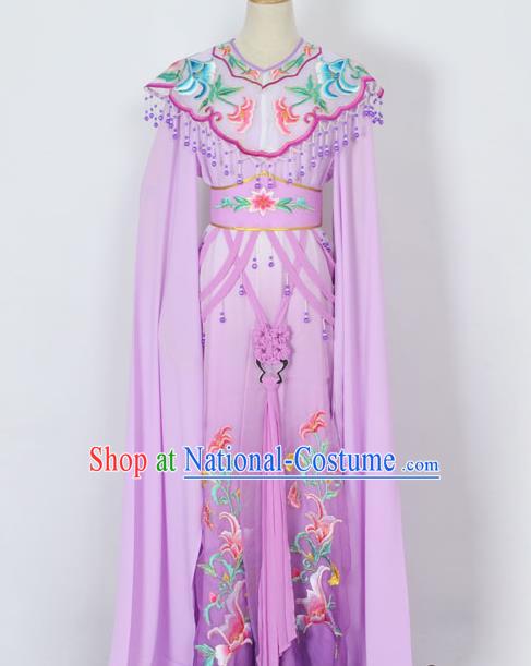 Traditional Chinese Professional Peking Opera Diva Young Lady Princess Costume Purple Embroidery Dress, China Beijing Opera Hua Tan Embroidered Clothing