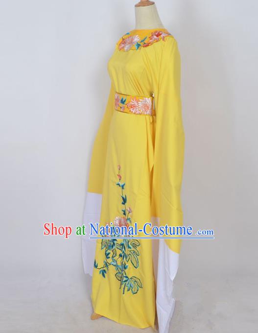 Traditional Chinese Professional Peking Opera Young Men Niche Costume Yellow Embroidery Robe, China Beijing Opera Nobility Childe Scholar Embroidered Clothing