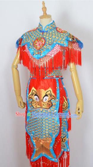 Traditional Chinese Professional Peking Opera Carp Spirit Costume, China Beijing Opera Monster Embroidered Clothing