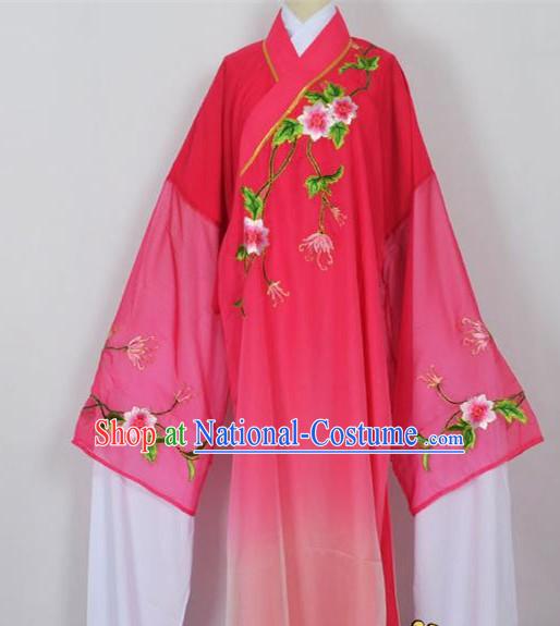 Traditional Chinese Professional Peking Opera Young Men Niche Water Sleeve Costume Rosy Embroidery Robe, China Beijing Opera Nobility Childe Scholar Embroidered Clothing