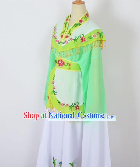 Traditional Chinese Professional Peking Opera Young Women Costume Green Cloud Shoulder Dress, China Beijing Opera Diva Hua Tan Embroidered Clothing