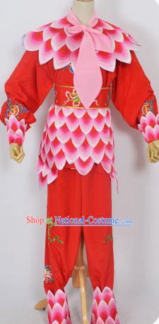 Traditional Chinese Professional Peking Opera Nezha Red Costume, China Beijing Opera Martial Arts Embroidered Clothing