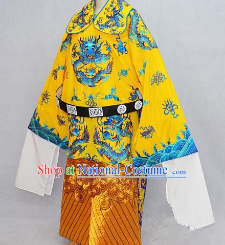 Traditional Chinese Professional Peking Opera Emperor Costume Embroidery Dragon Robe, Children China Beijing Opera King Embroidered Robe Clothing