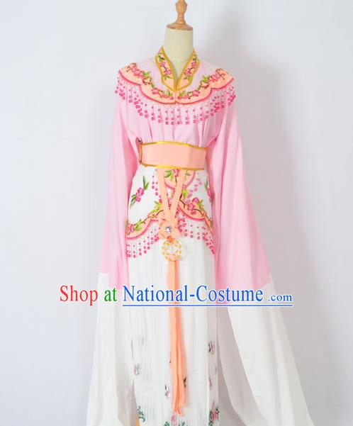 Traditional Chinese Professional Peking Opera Huangmei Opera Young Lady Princess Costume Pink Embroidery Dress, China Beijing Opera Diva Hua Tan Embroidered Clothing