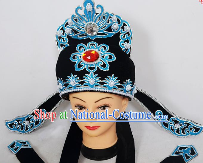 Traditional Handmade Chinese Classical Peking Opera Niche Hair Accessories Hat, China Beijing Opera Lang Scholar Headwear