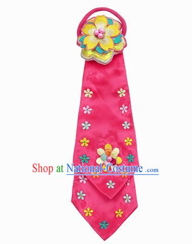 Traditional South Korean Handmade Hair Accessories Rosy Embroidery Headband, Top Grade Korea Children Hair Clasp Headwear for Kids