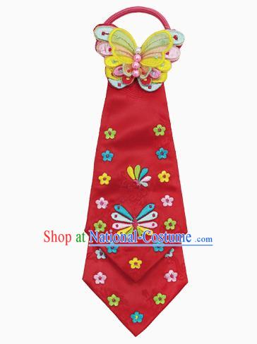 Traditional South Korean Handmade Hair Accessories Red Embroidery Headband, Top Grade Korea Children Hair Clasp Headwear for Kids