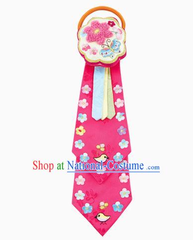 Traditional South Korean Handmade Hair Accessories Pink Embroidery Headband, Top Grade Korea Children Hair Clasp Headwear for Kids