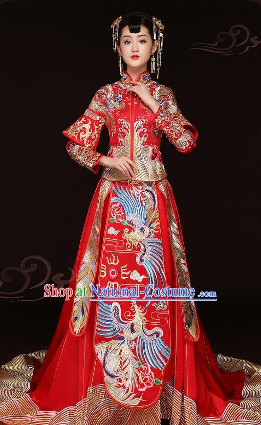 Traditional Chinese Wedding Costumes Traditional Xiuhe Suits Wedding Bride Dress Ancient Chinese bridal hair Accessory Headwear