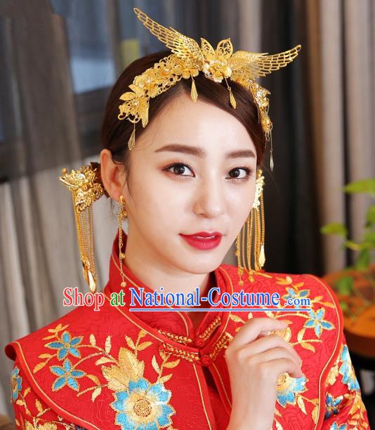 Traditional Chinese Wedding Costumes Traditional Xiuhe Suits Wedding Bride Dress Ancient Chinese bridal hair Accessory Headwear